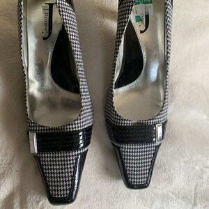 EUC J. Renee Black and White Houndstooth Pump Size 8
